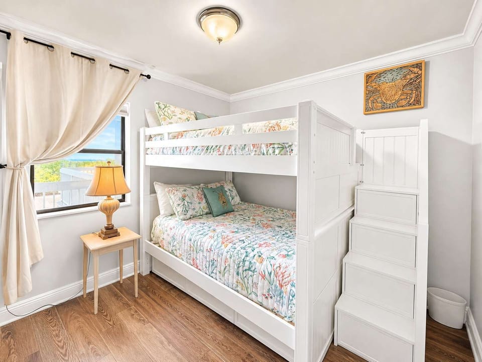 Guest Bedroom with Queen over Queen Bunks