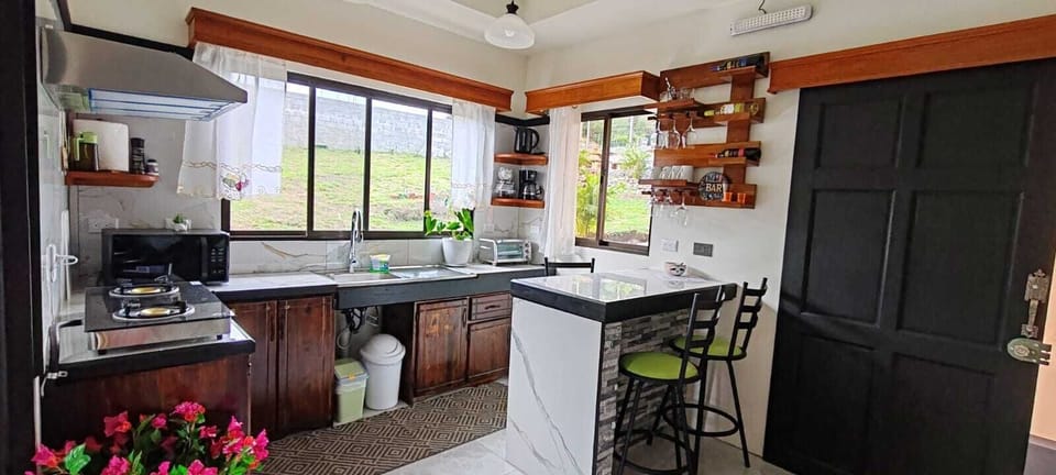 Mini-fridge, microwave, coffee/tea maker, toaster
