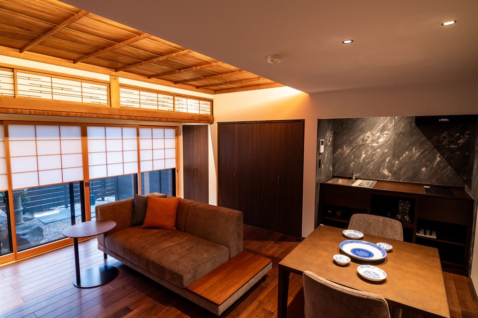 YABANE: Traditional "Machiya" Two-Storey Suite with Courtyard, Connecting Room,74sqm, Non-Smoking | Minibar (free items), laptop workspace, WiFi (free), bed sheets