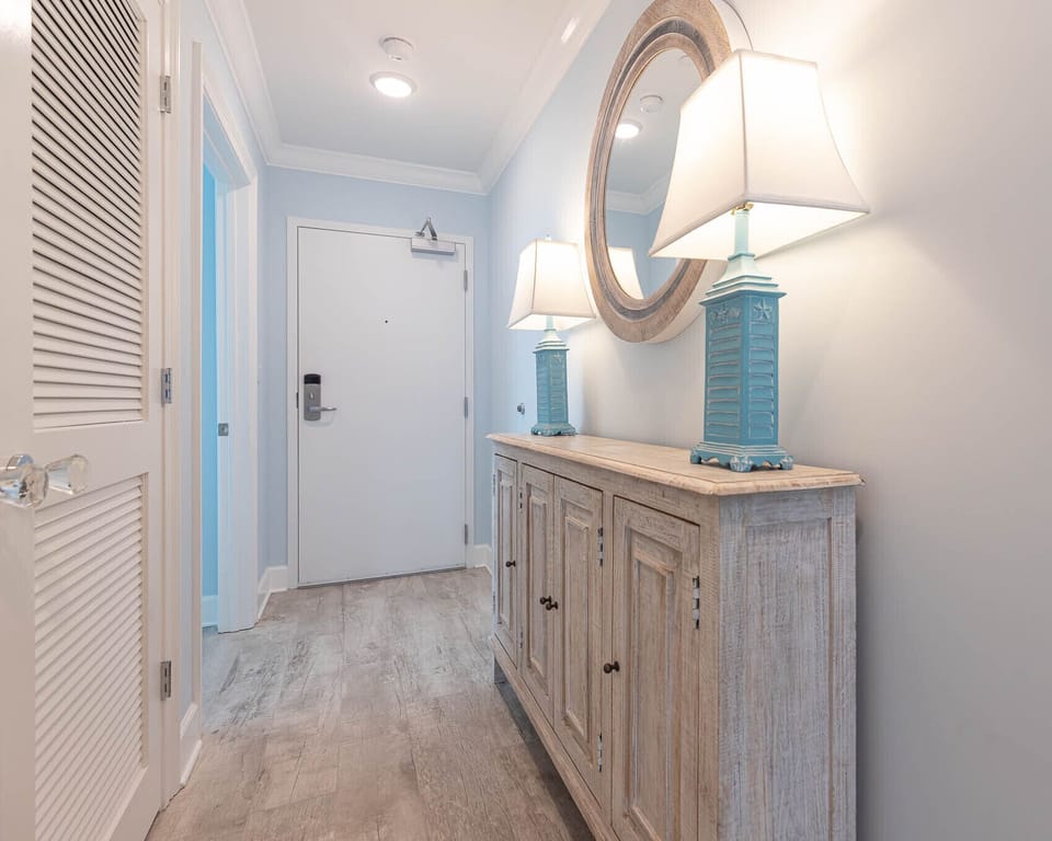 Welcoming entryway to your vacation rental inviting you to explore your beachfront retreat
