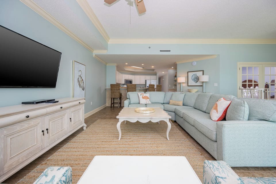 Lounge comfortably in the inviting seating while streaming your favorite shows and enjoying the coastal vibe