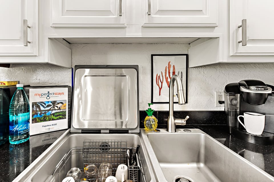 State of the art new dishwasher for ease of loading and unloading.
