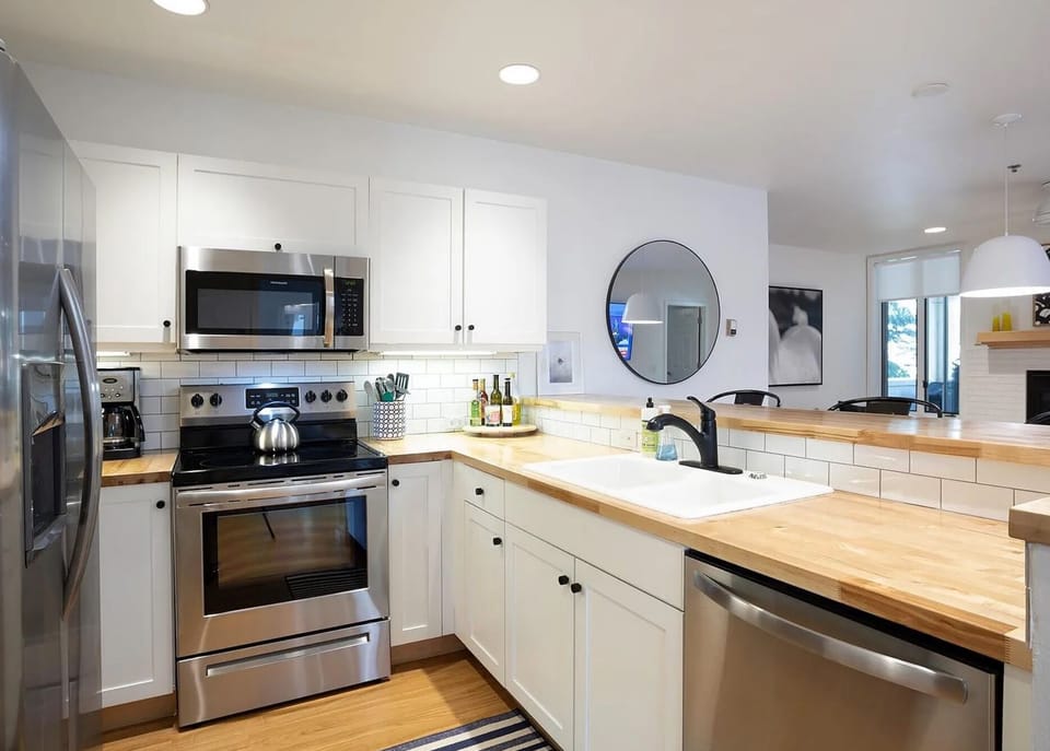 Butcher Block counters, Stainless Steel appliances
