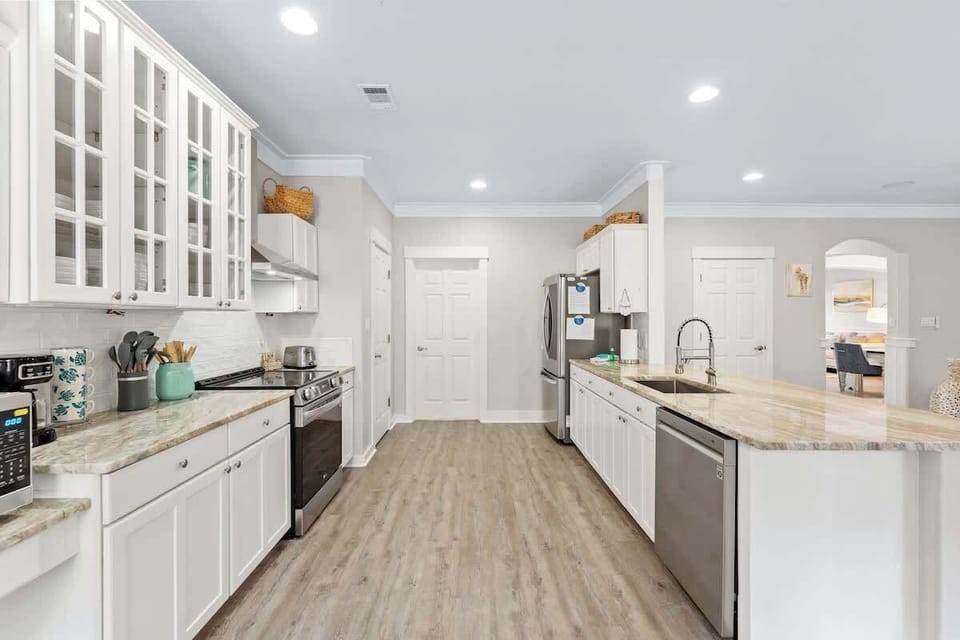Our fully equipped kitchen includes everything you need for home-cooked meals!