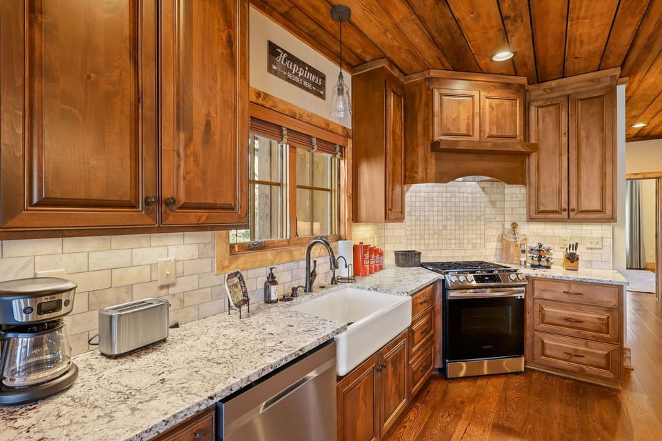 Fully stocked kitchen with high end appliances