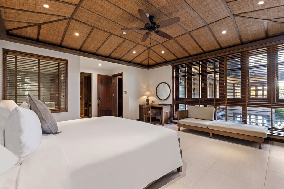 Three Bedroom Pool Villa with Complimentary Daily Minibar and Roundtrip Da Nang Airport Transfer | Memory foam beds, minibar, in-room safe, blackout drapes