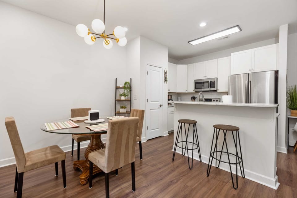 Dining table and kitchen