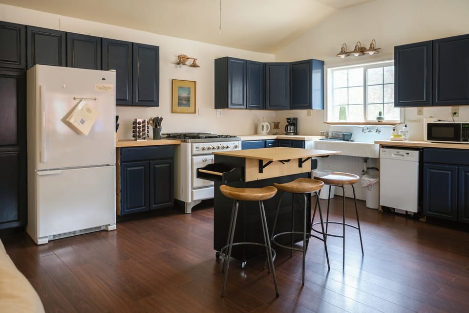Open-concept kitchen setup.