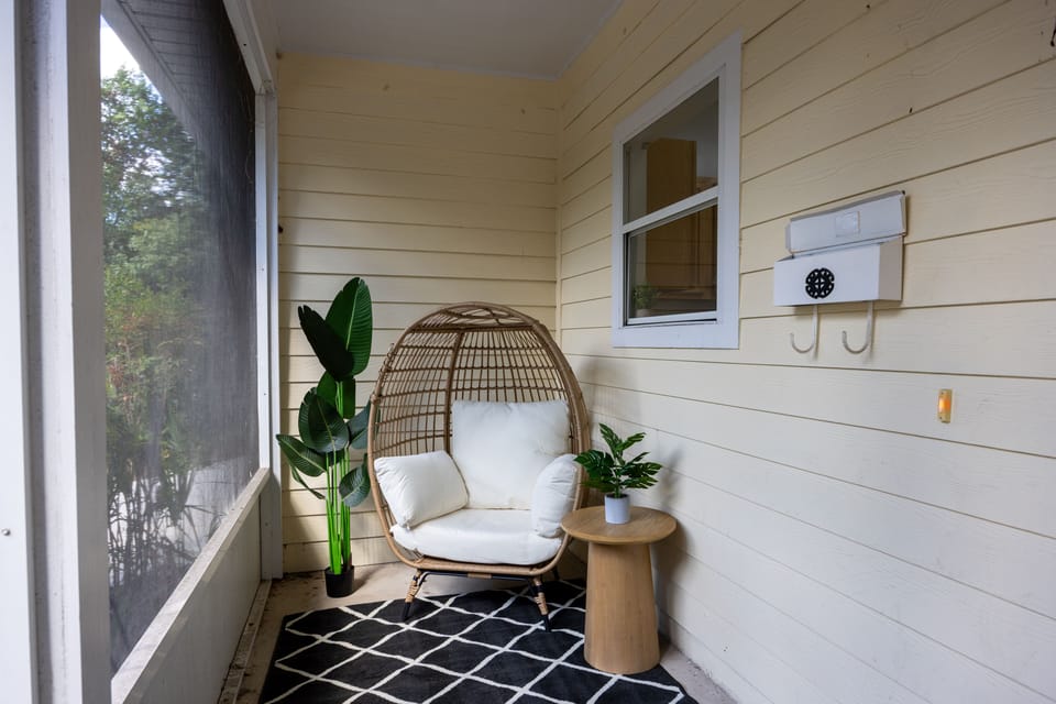 Egg chair at the front porch