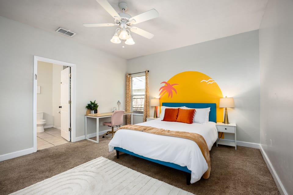 Bedroom has a connected bathroom