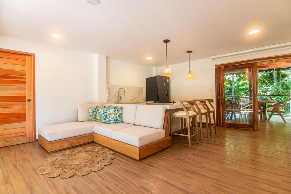 Family Suite, 2 Bedrooms, Hot Tub | Living area | 43-inch flat-screen TV with digital channels, heated floors