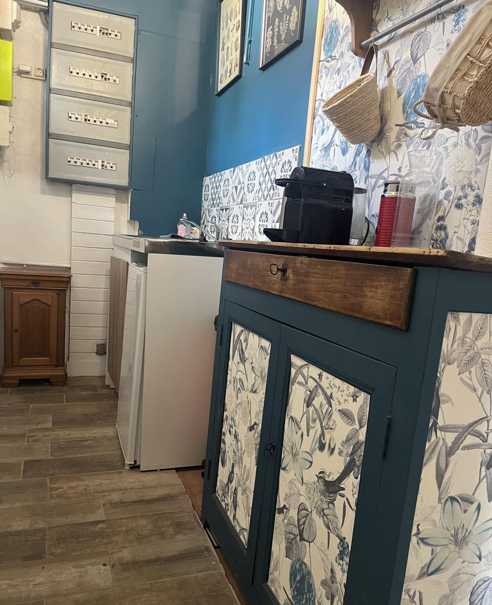 Deluxe Apartment | Private kitchen | Fridge, microwave, stovetop, espresso maker