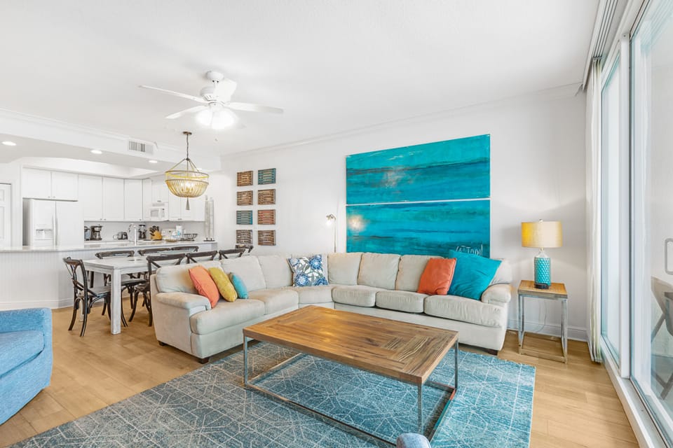 Signature Apartment, 3 Bedrooms, Balcony, Beach View | Living room | 50-inch Smart TV with digital channels