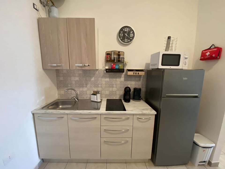 Comfort Apartment | Private kitchen | Full-size fridge, microwave, stovetop, electric kettle