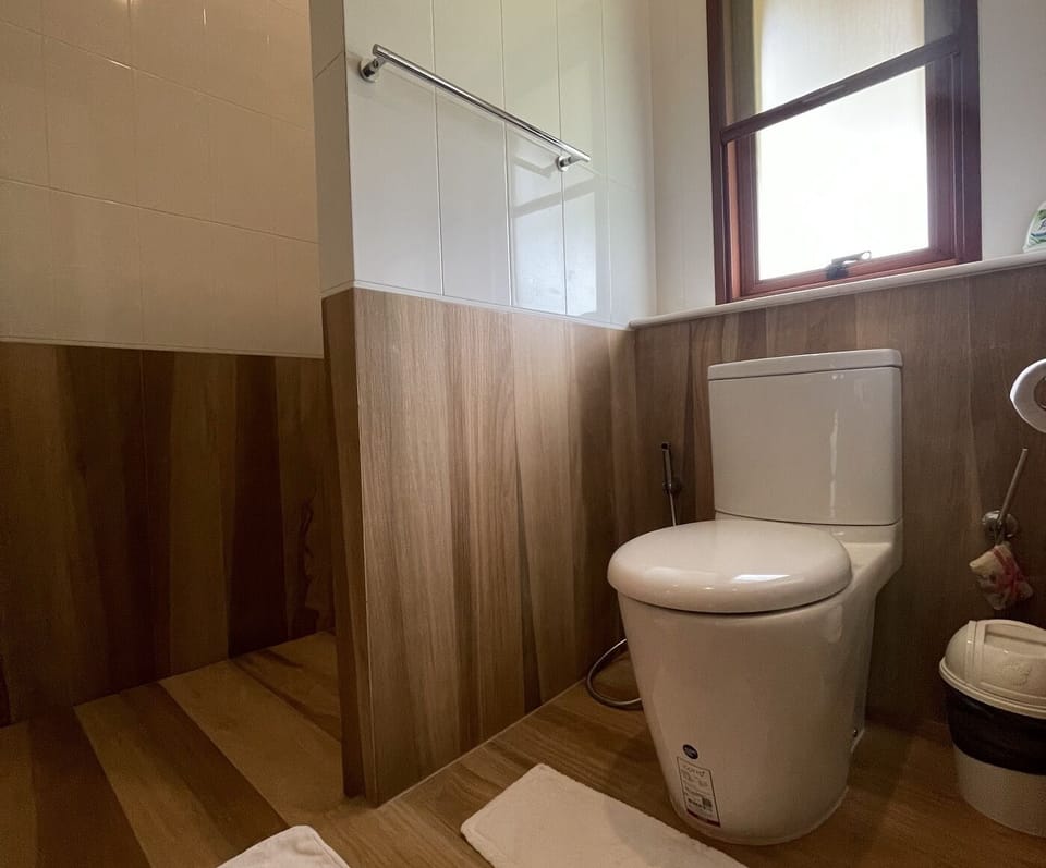 Shower, free toiletries, hair dryer, bathrobes