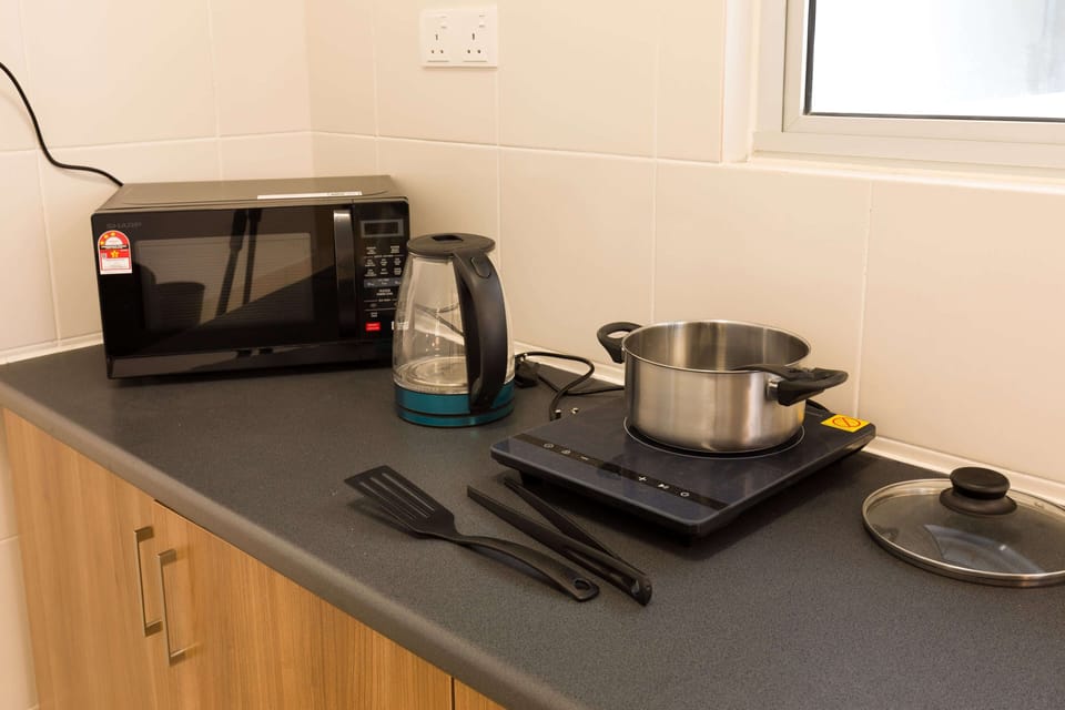 Fridge, microwave, dishwasher, electric kettle