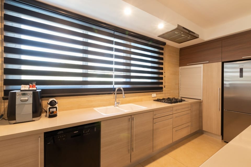 Villa | Private kitchen | Full-size fridge, microwave, oven, stovetop