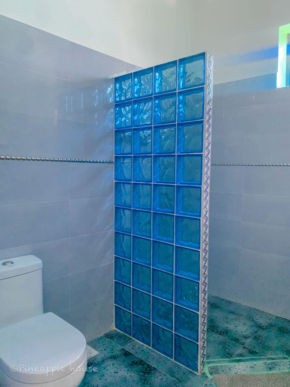 Shower, rainfall showerhead, hair dryer, towels