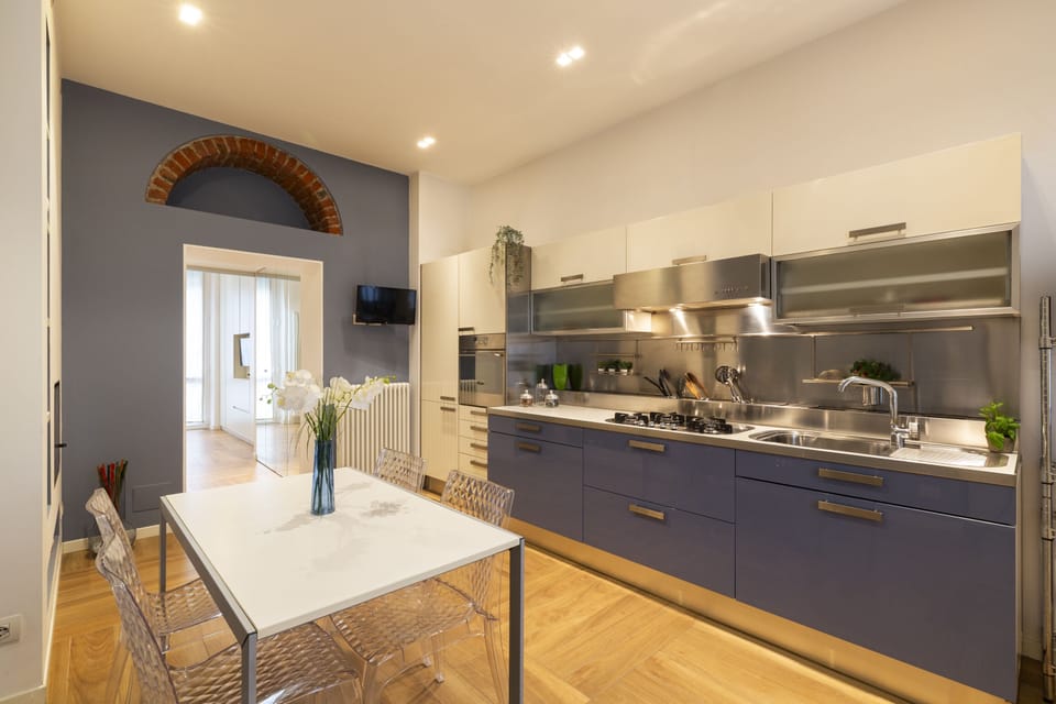Design Apartment | Private kitchen | Full-size fridge, oven, stovetop, espresso maker