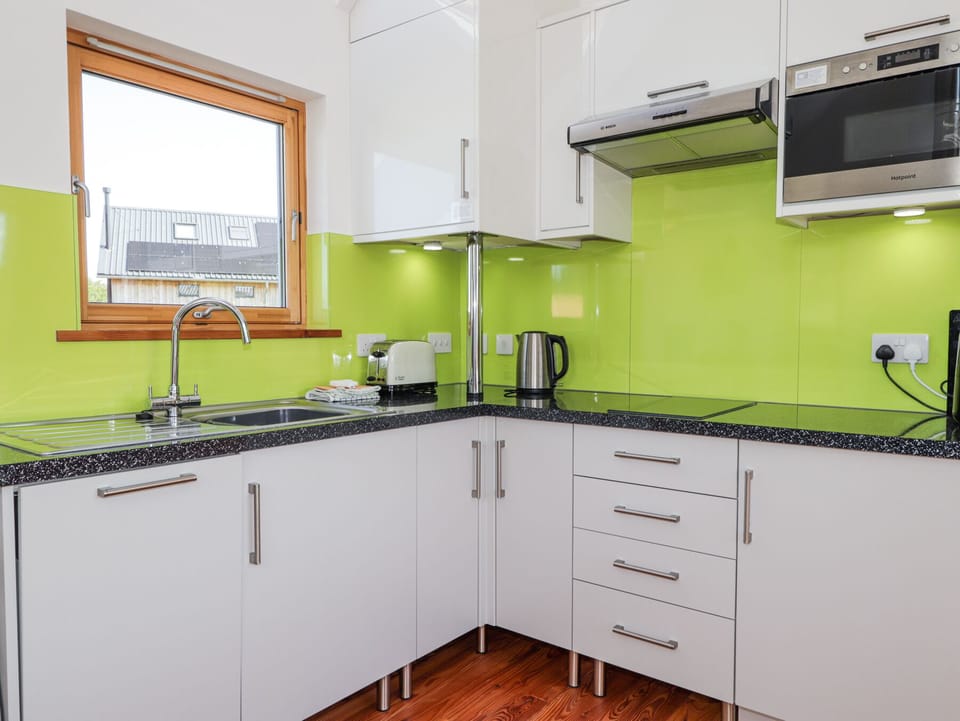 Fridge, dishwasher, electric kettle, toaster
