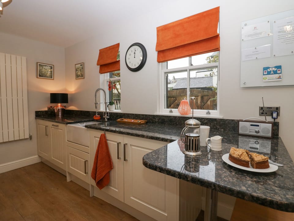 Fridge, dishwasher, electric kettle, toaster