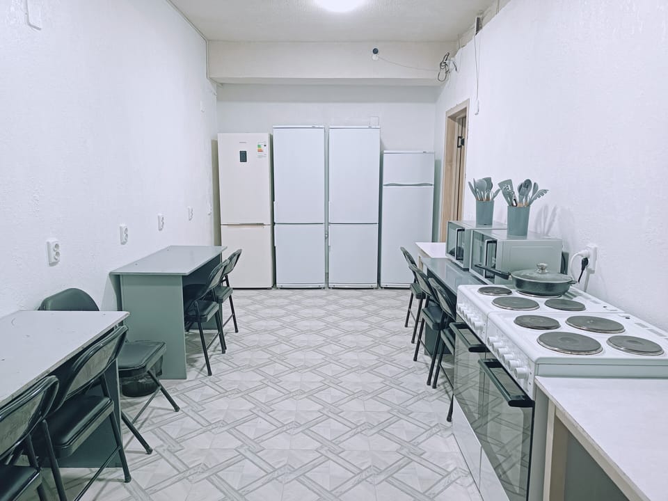 Shared fridge, microwave, electric kettle