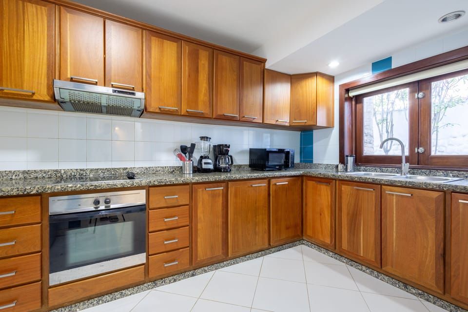 Grand Villa, Private Pool, Pool View | Private kitchen | Full-size fridge, microwave, oven, stovetop