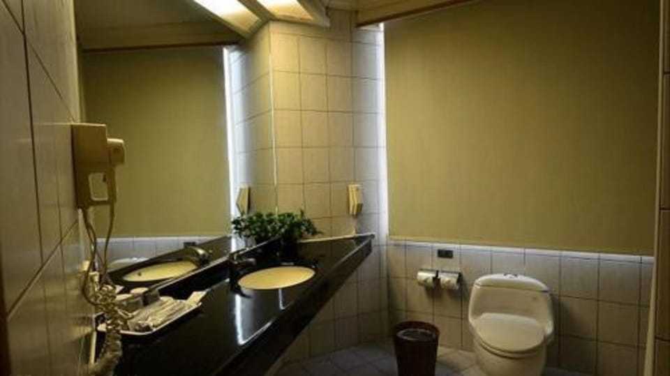 Combined shower/tub, deep soaking tub, hair dryer, slippers