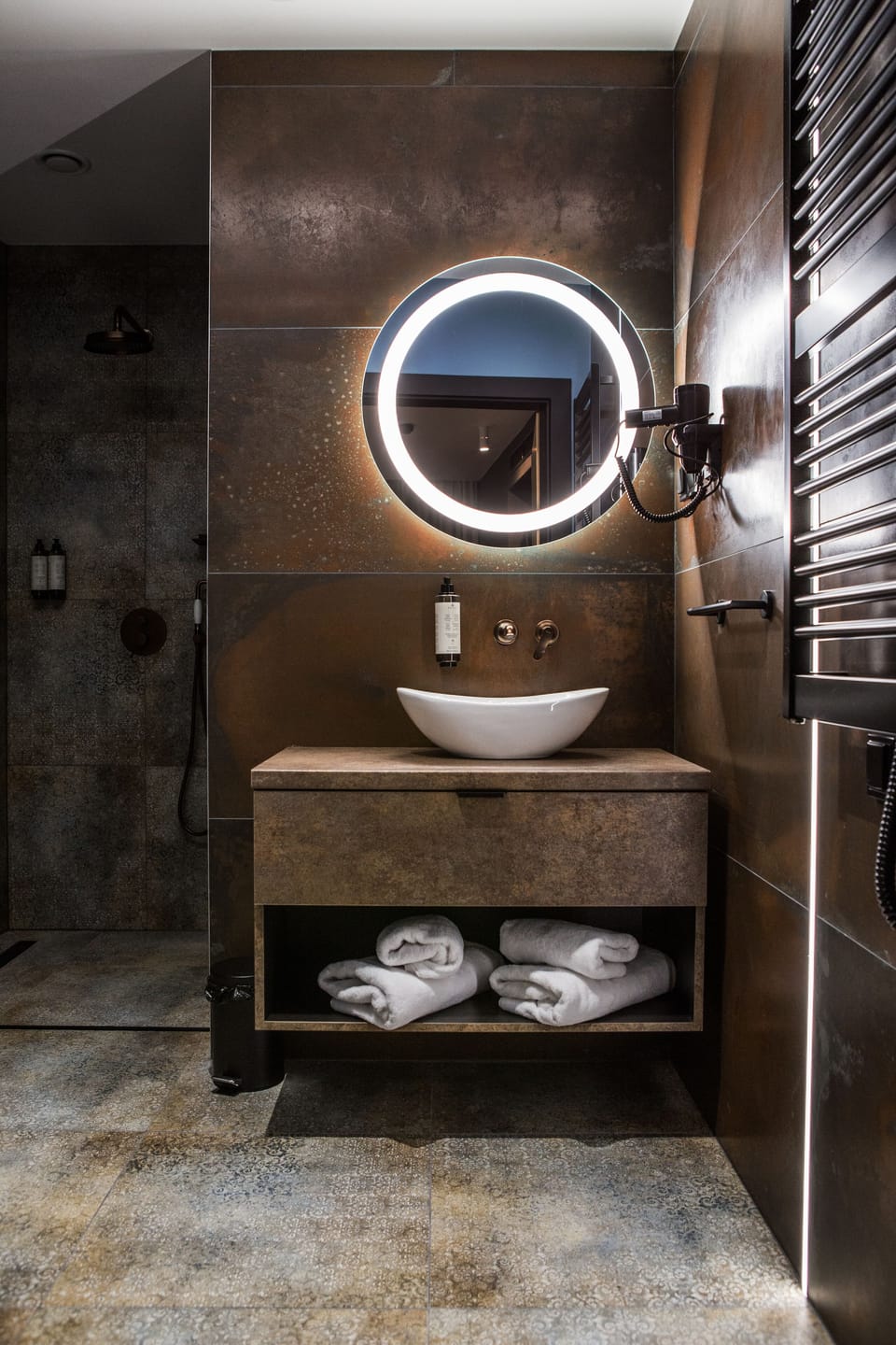 Shower, free toiletries, hair dryer, slippers