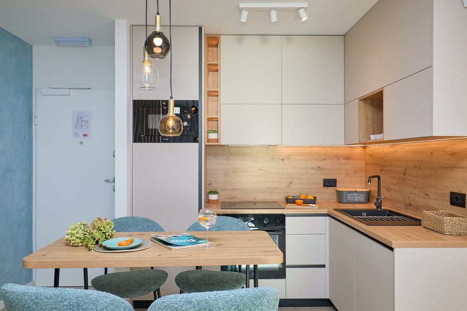 Apartment (1 Bedroom) | Private kitchen | Microwave, oven, stovetop, dishwasher