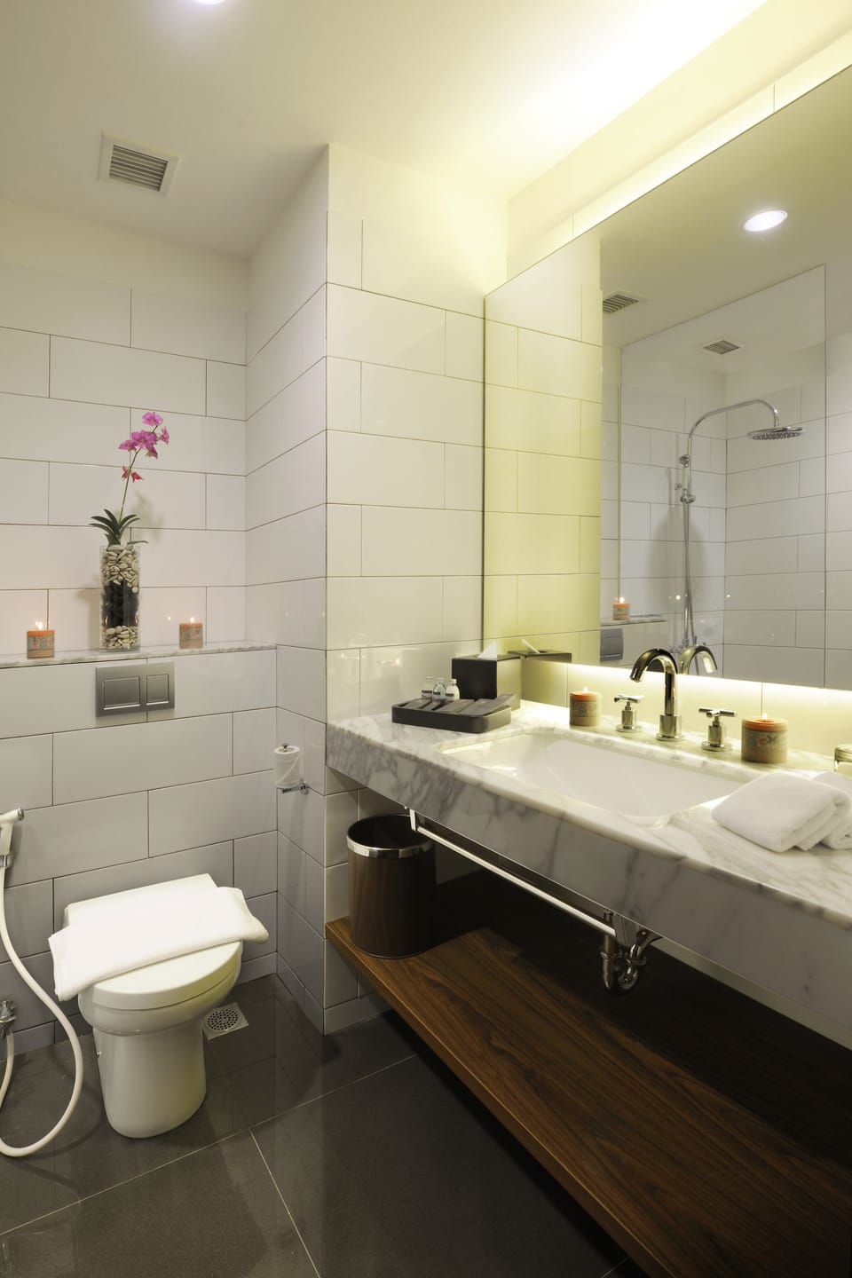Executive Room, 1 Queen Bed | Bathroom | Shower, rainfall showerhead, free toiletries, hair dryer