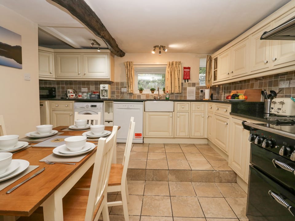 Fridge, dishwasher, electric kettle, toaster