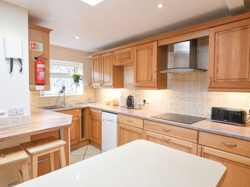 Fridge, dishwasher, electric kettle, toaster
