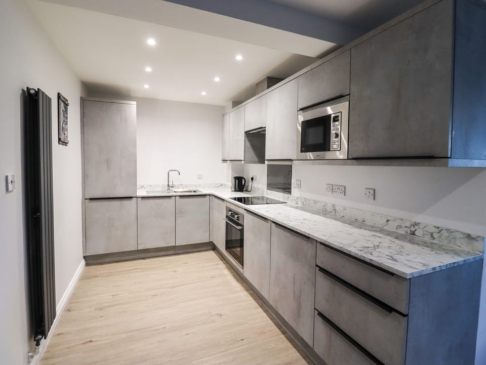 Fridge, dishwasher, electric kettle, toaster