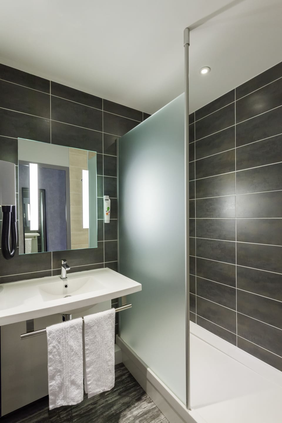 Eco-friendly toiletries, hair dryer, towels