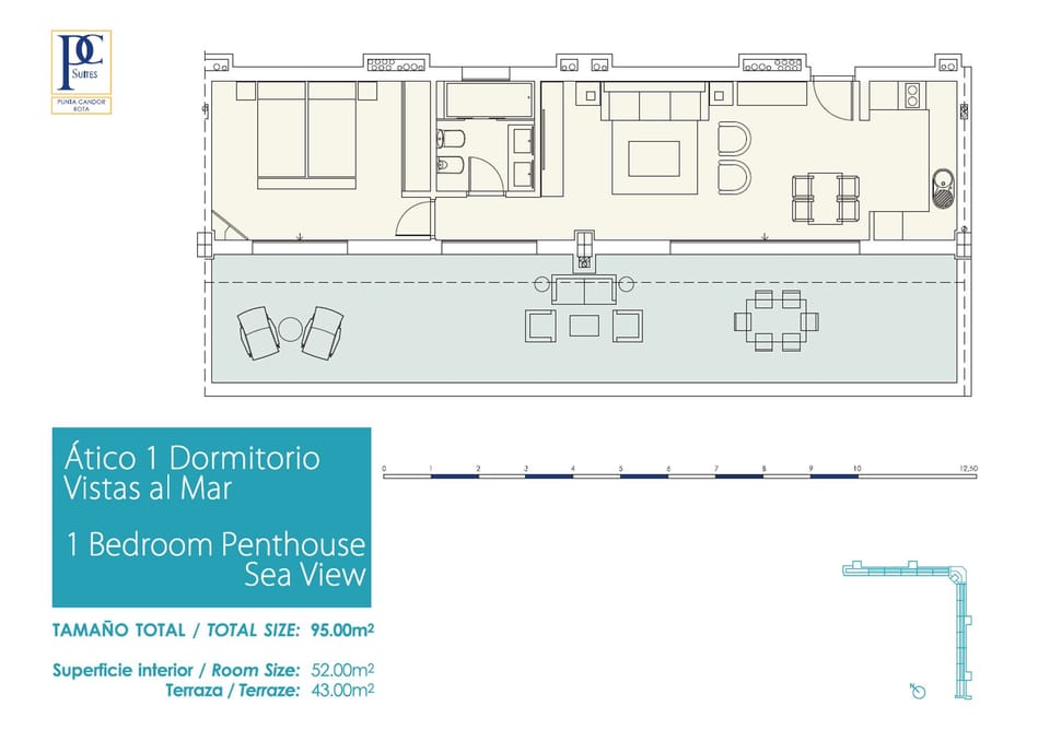 Comfort Penthouse, 1 Bedroom, Kitchen, Sea View | Floor plan