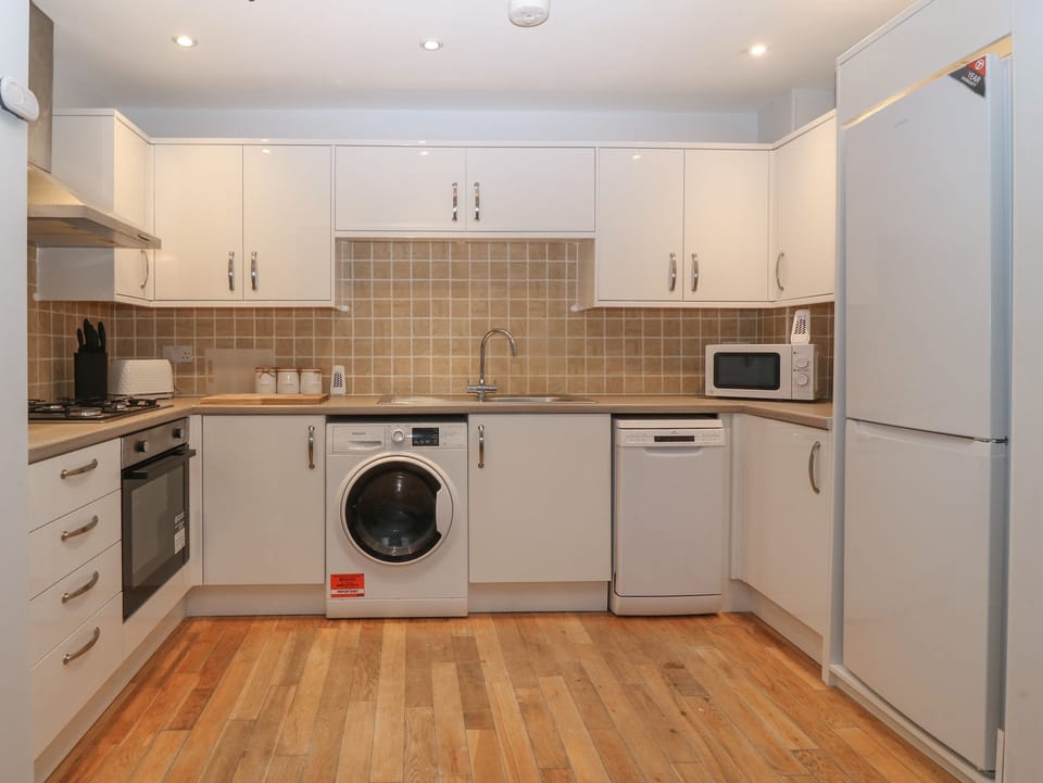 Fridge, dishwasher, electric kettle, toaster