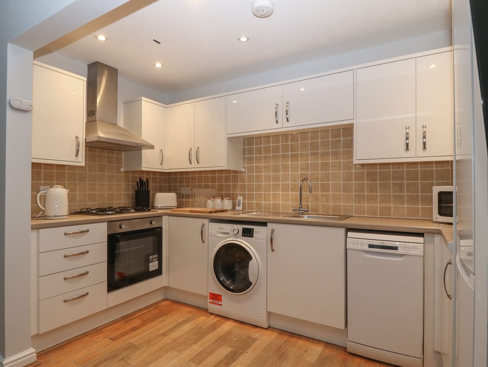 Fridge, dishwasher, electric kettle, toaster