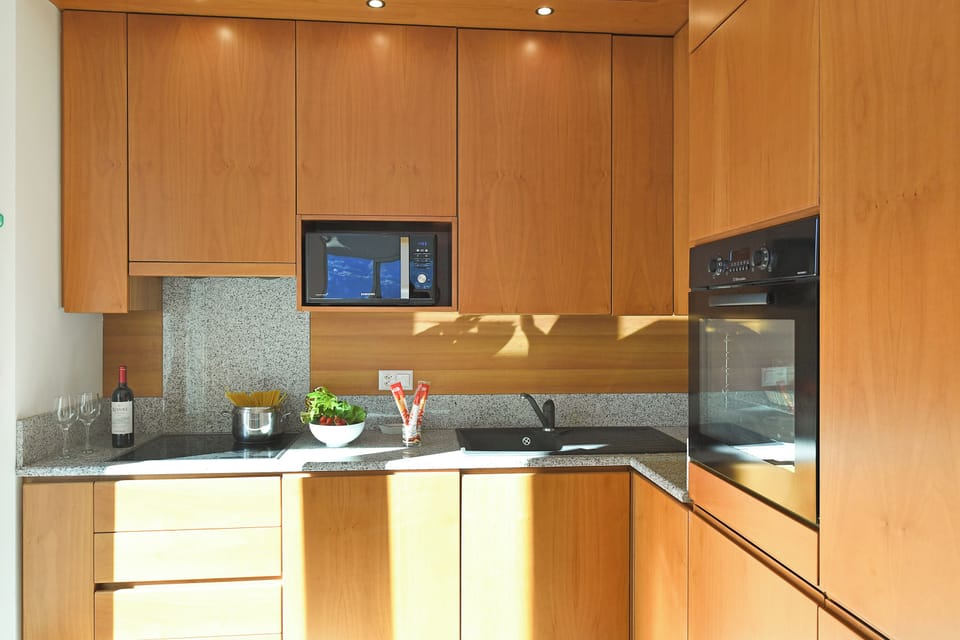 Standard Apartment, 2 Bedrooms, 2 Bathrooms (Sweet Lake View Lugano) | Private kitchen | Fridge, microwave, oven, stovetop