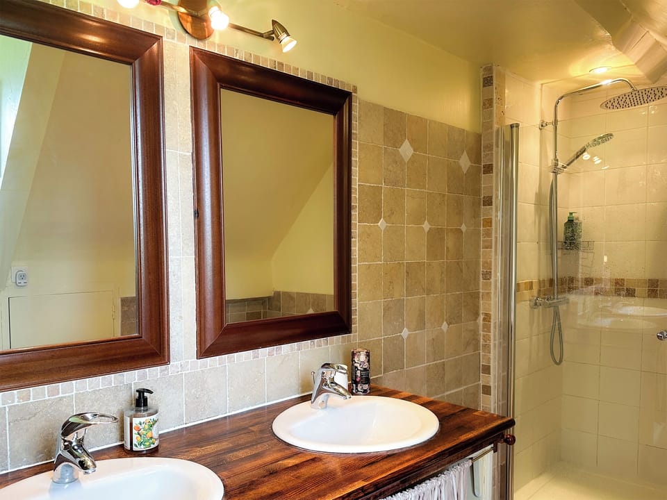 Deluxe Double Room | Bathroom | Hydromassage showerhead, hair dryer, bathrobes, towels