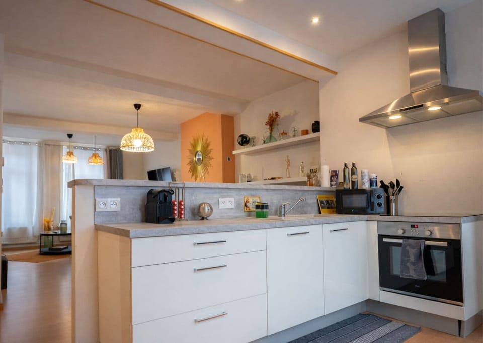 Family Apartment | Private kitchen | Full-size fridge, microwave, oven, stovetop