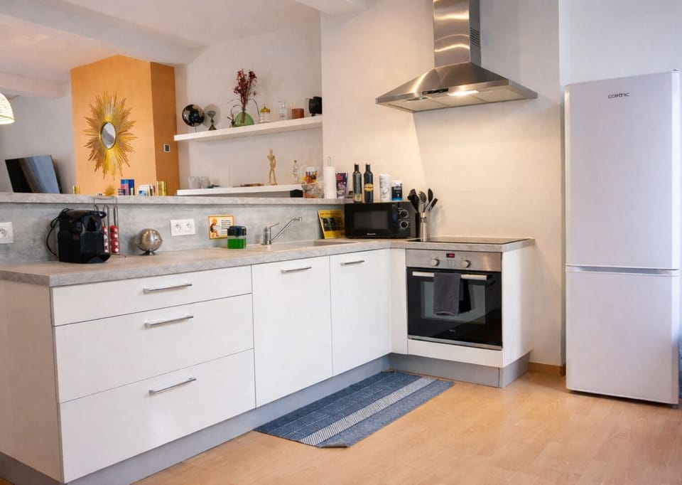 Family Apartment | Private kitchen | Full-size fridge, microwave, oven, stovetop