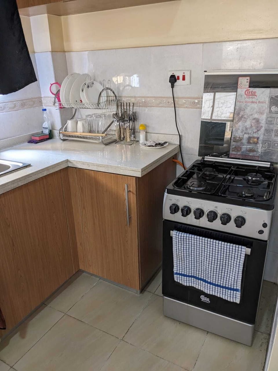 Fridge, microwave, oven, electric kettle