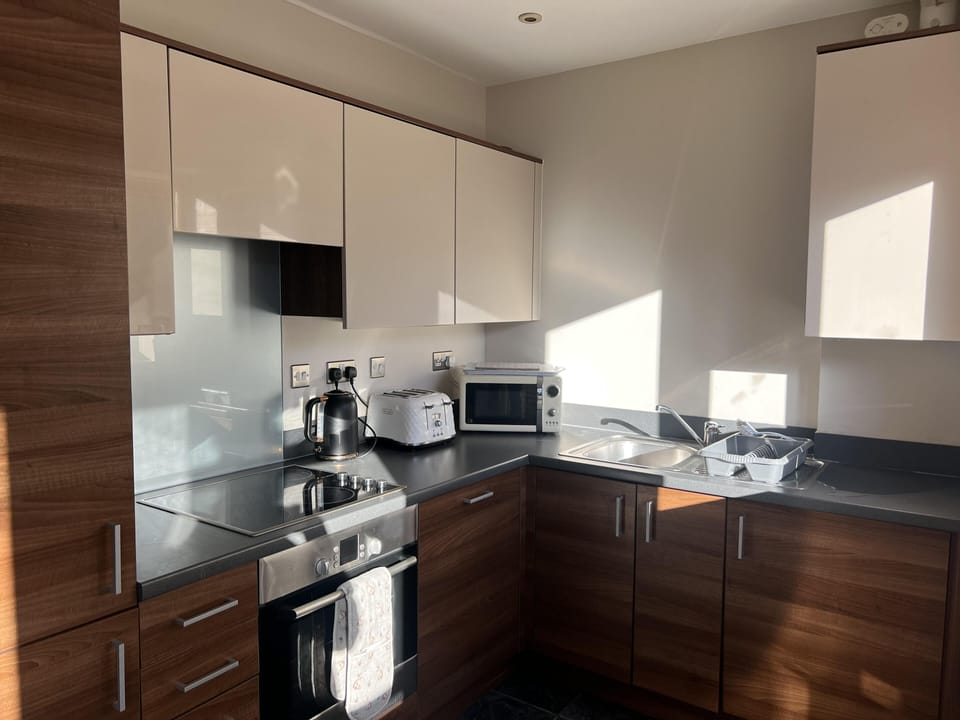 Apartment | Private kitchen | Fridge, microwave, oven, stovetop