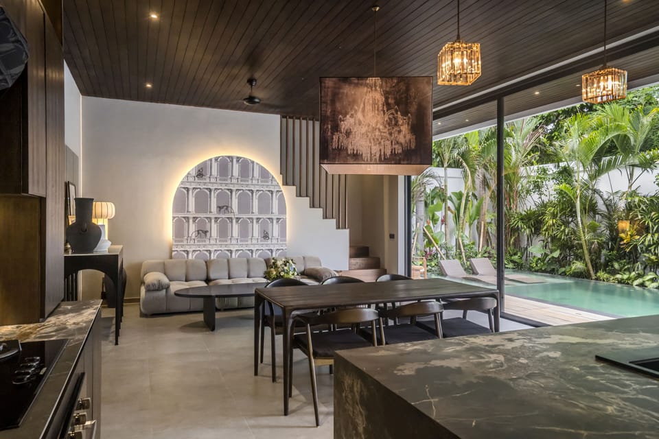 Deluxe Villa, 3 Bedrooms, Bathtub, Pool View | Living area | 32-inch flat-screen TV with digital channels