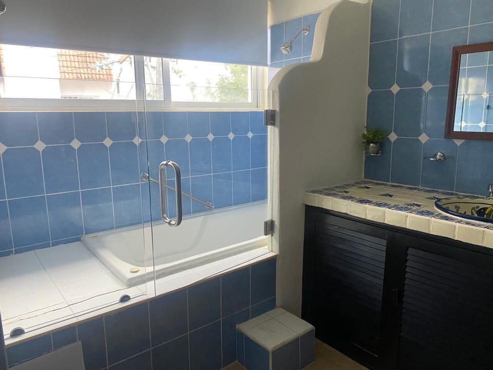 Premium Studio | Bathroom | Shower, rainfall showerhead, towels