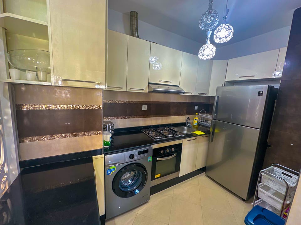 Luxury Apartment | Private kitchen | Full-size fridge, oven, stovetop, espresso maker