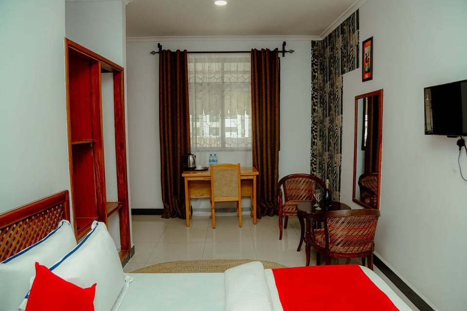 Desk, free WiFi, bed sheets