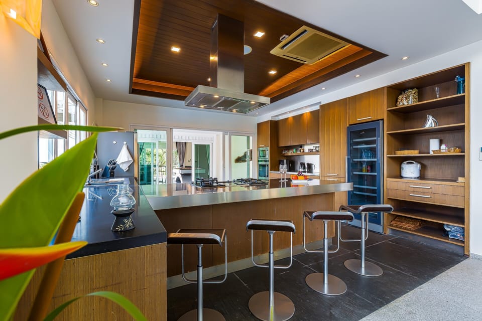 Exclusive Villa | Private kitchen | Full-size fridge, microwave, oven, stovetop
