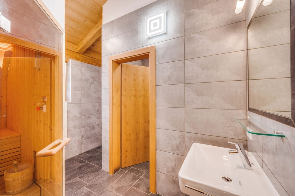 Deluxe Chalet, Mountain View | Bathroom | Separate tub and shower, hair dryer, towels, soap